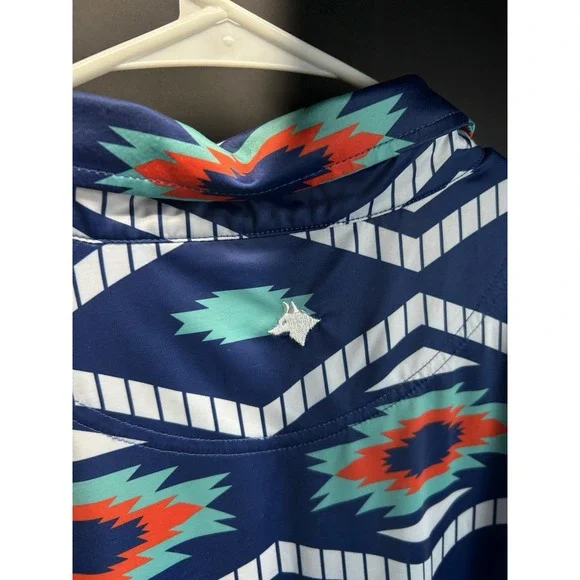 Raised By Coyotes Men's Large Short Sleeve Aztec Southwestern Golf Polo Shirt - Picture 6 of 6